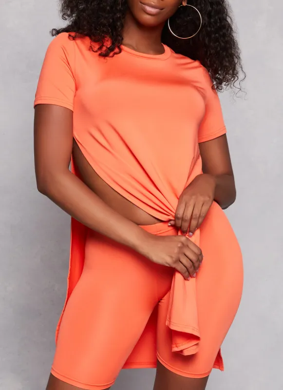 Daisy Crew Neck Side Slit Tunic Tee sold by Rainbow