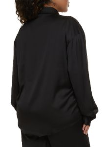 Plus Size Satin Solid Button Front Shirt sold by Rainbow