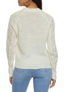 Cable Knit Button Front Cardigan Sweater sold by Rainbow