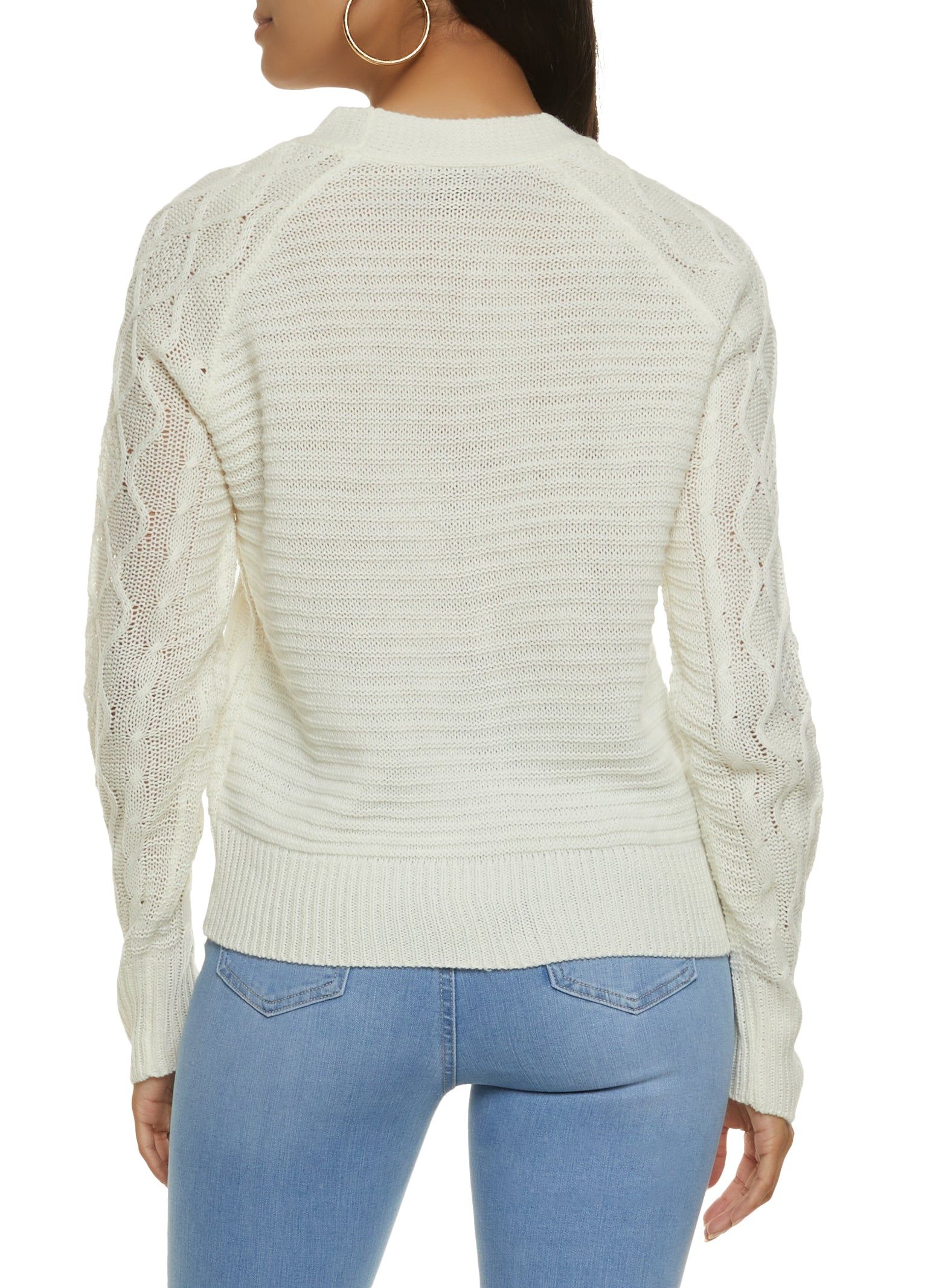 Cable Knit Button Front Cardigan Sweater sold by Rainbow product image thumbnail 2