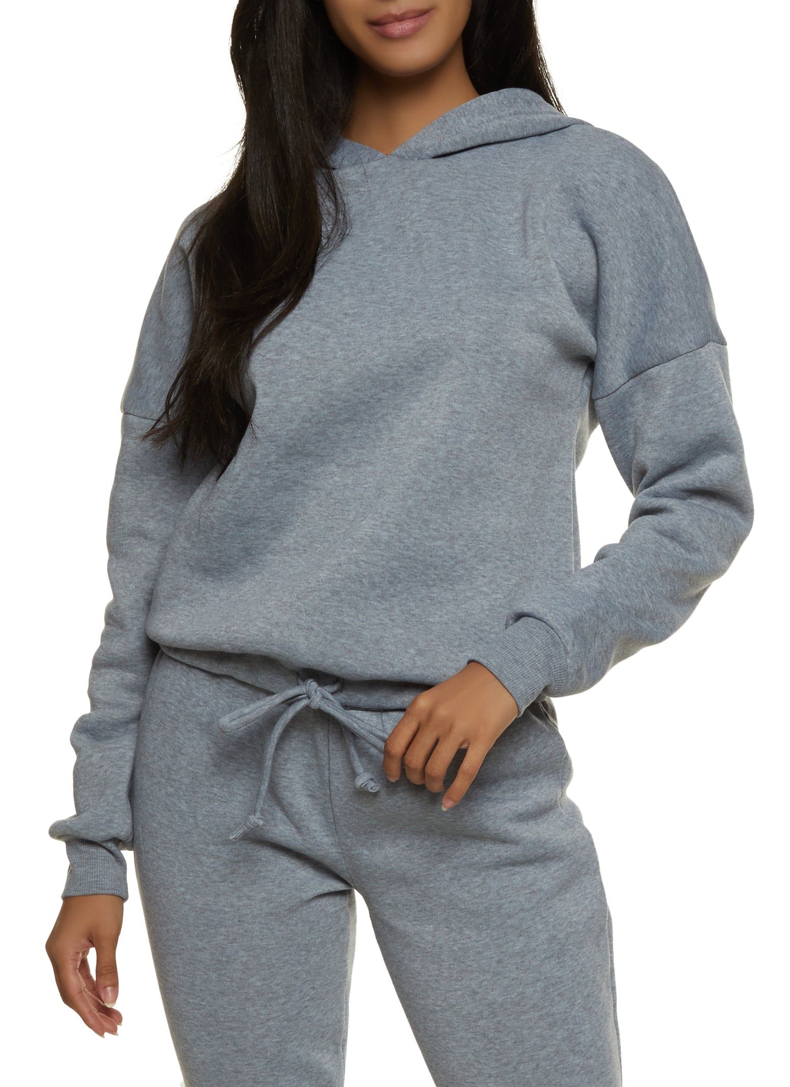 Drop Shoulder Drawstring Hem Pullover Hoodie sold by Rainbow