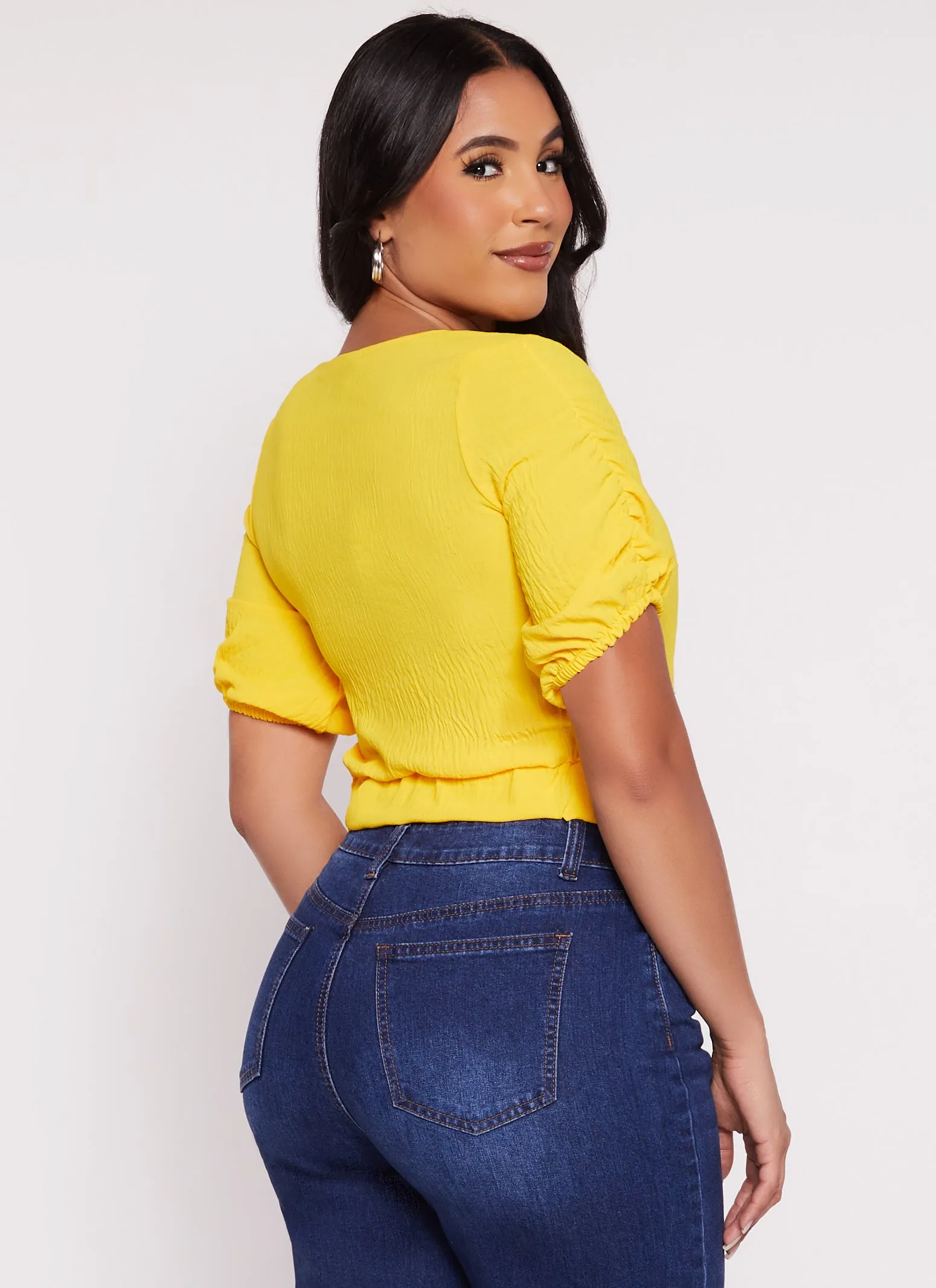 Puff Sleeve Cut Out Button Front Top sold by Rainbow product image thumbnail 3