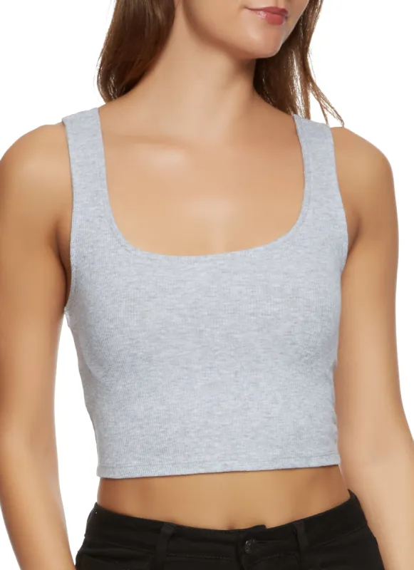 Basic Ribbed Knit Seamless Cropped Tank Top sold by Rainbow