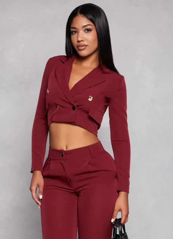 Crepe Knit Double Breasted Cropped Blazer sold by Rainbow