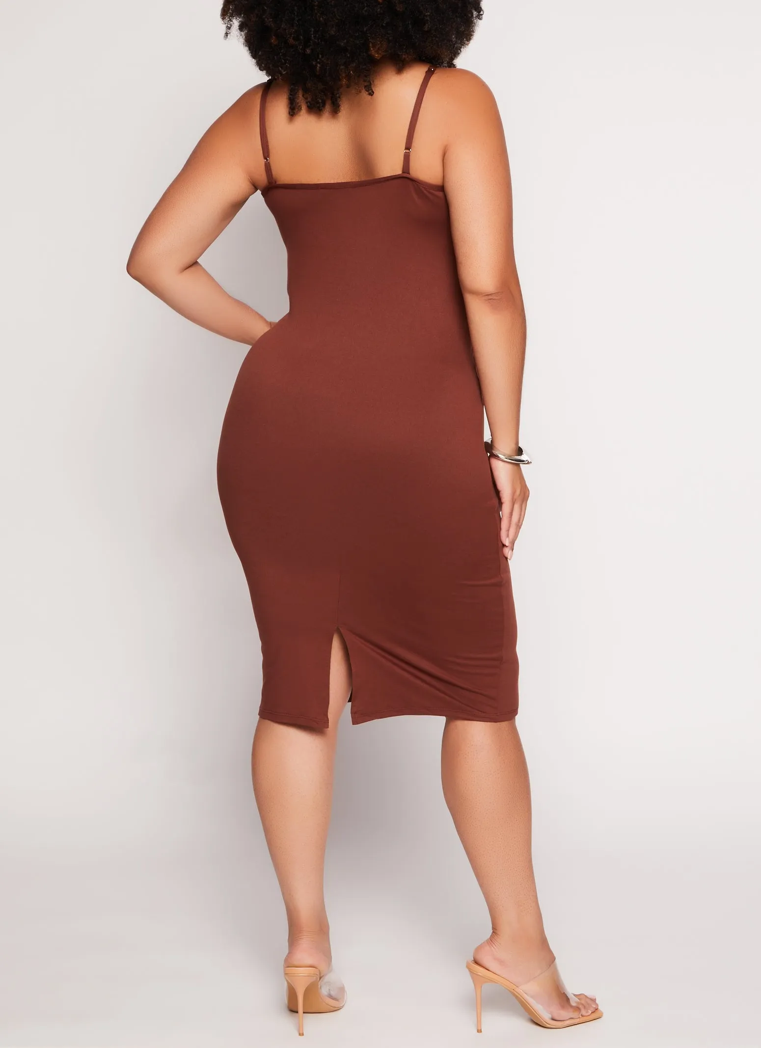 Plus Size Basic Scoop Neck Cami Midi Dress sold by Rainbow product image thumbnail 3