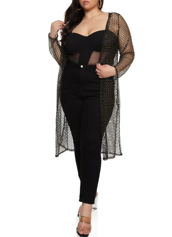 Plus Size Lurex Fishnet Duster sold by Rainbow