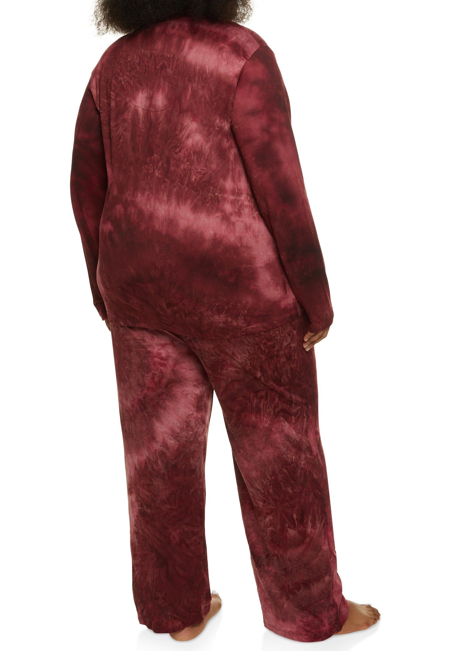 Plus Size Tie Dye Long Sleeve Pajama Shirt and Pants sold by Rainbow product image thumbnail 3