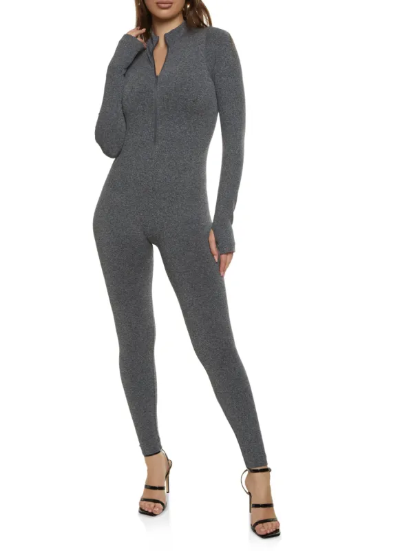 Solid Zip Neck Jumpsuit sold by Rainbow