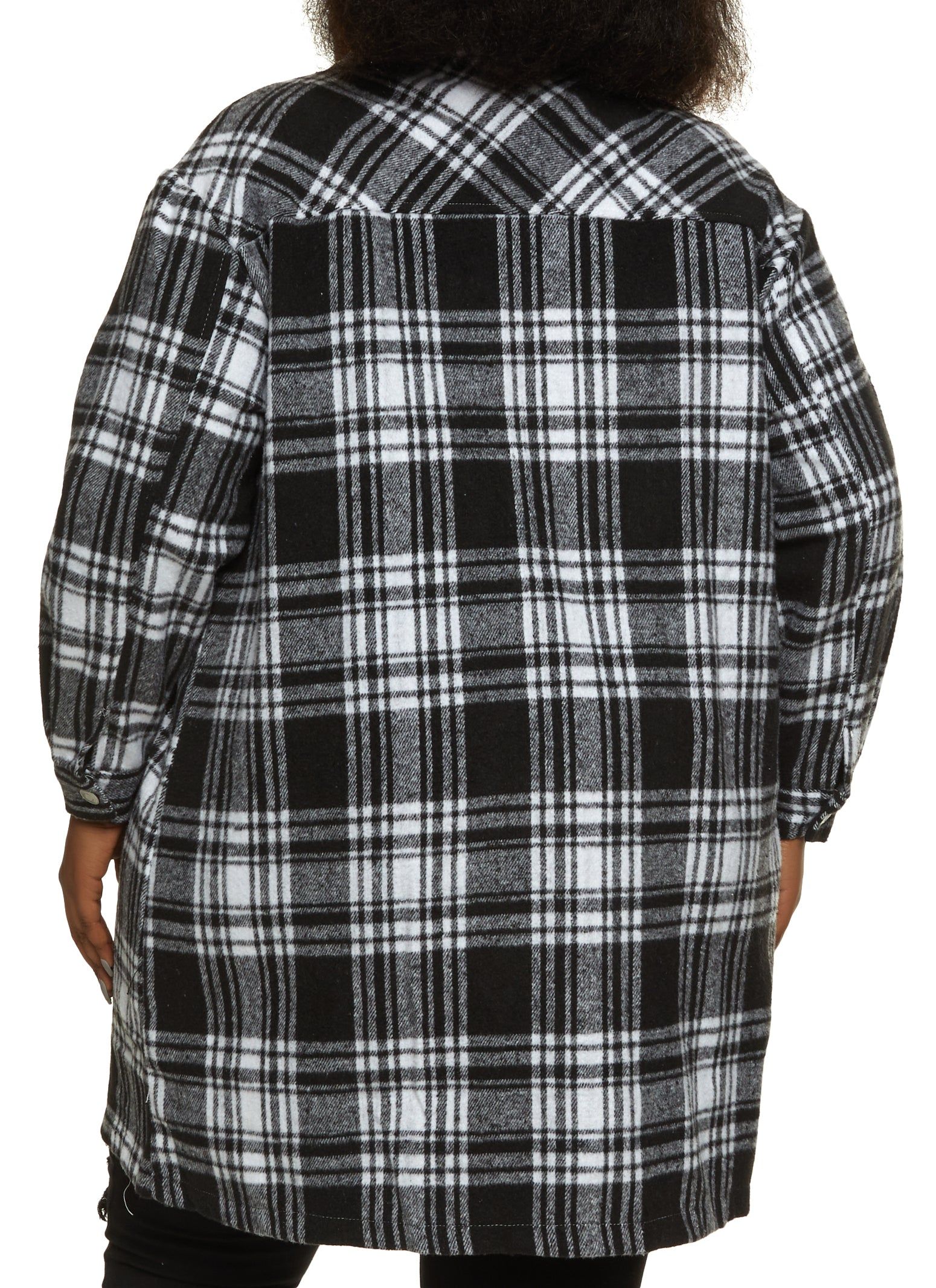 Plus Size Plaid Pocket Detail Button Front Shacket sold by Rainbow product image thumbnail 3