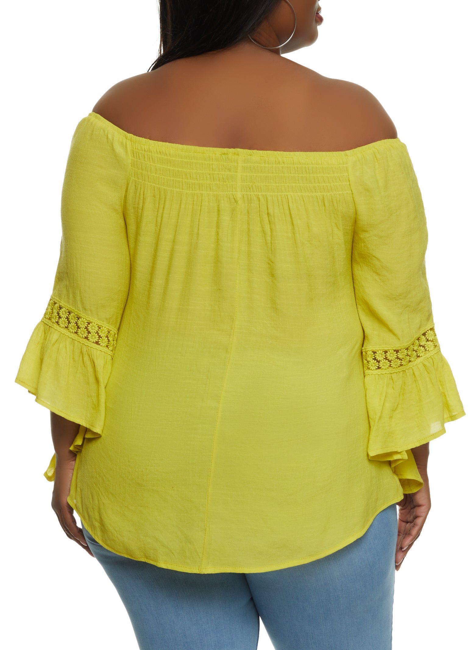 Plus Size Daisy Crochet Detail Bell Sleeve Blouse sold by Rainbow product image thumbnail 2