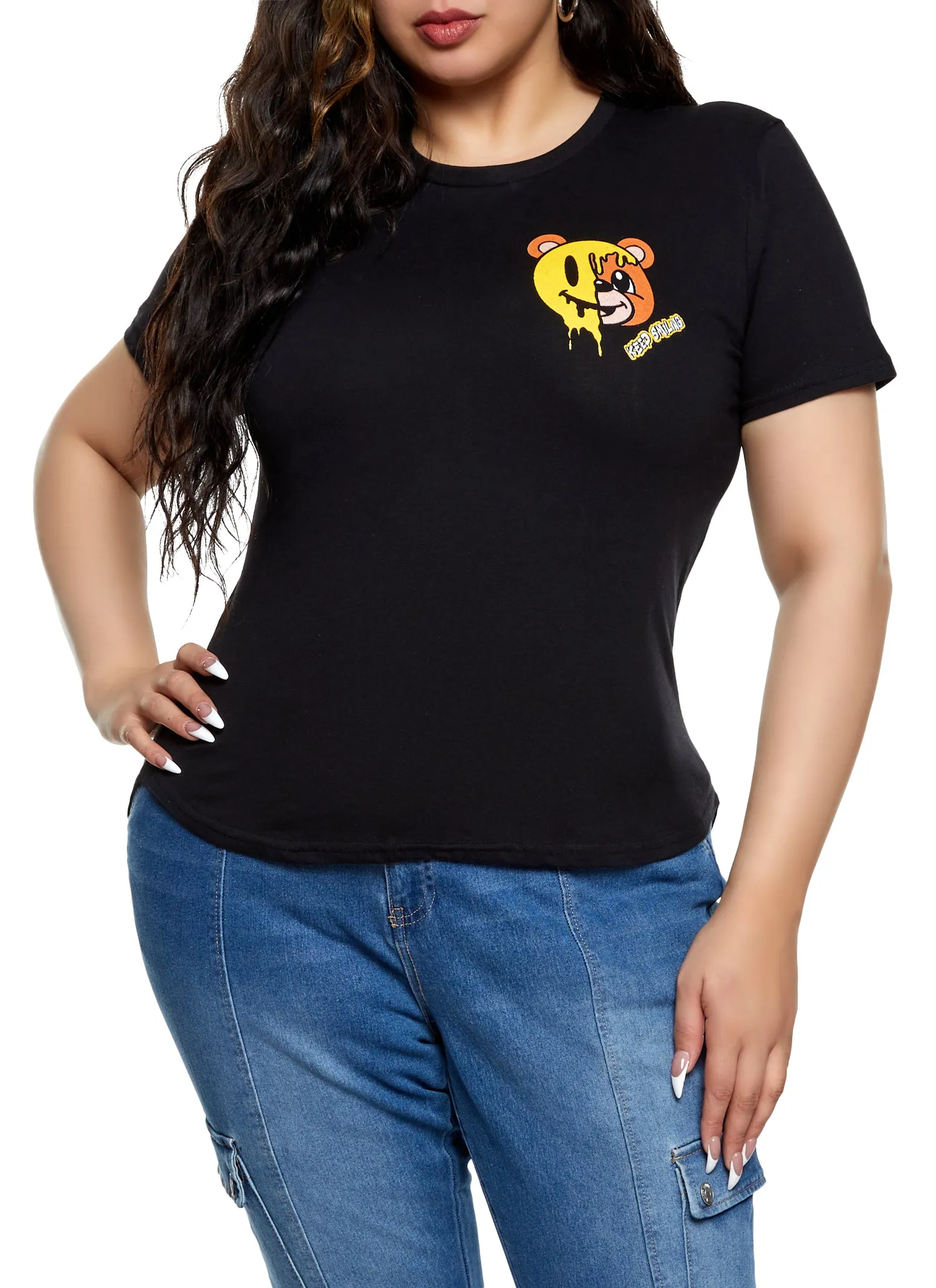 Plus Size Keep Smiling Checkered Graphic Tee sold by Rainbow product image thumbnail 2