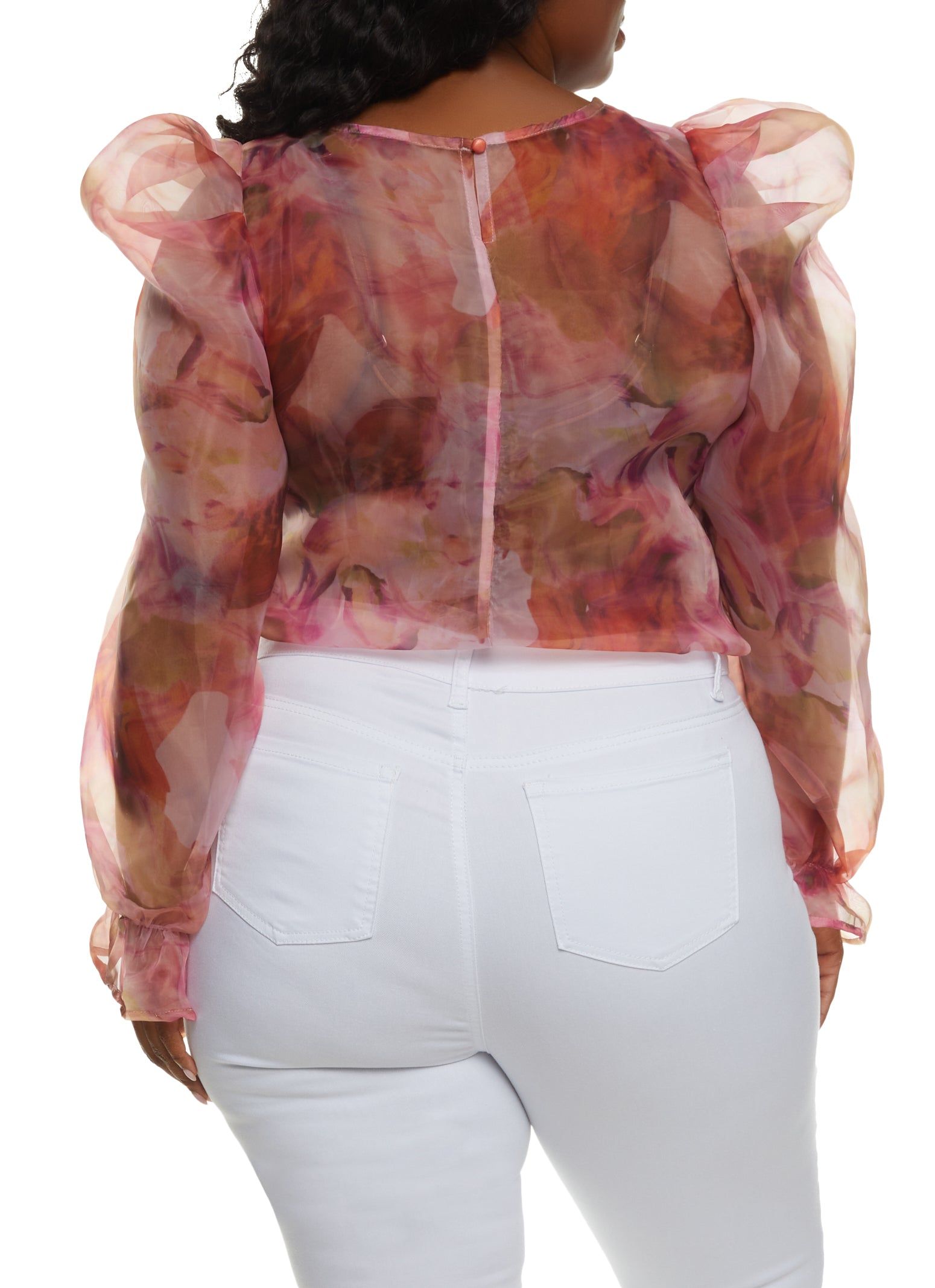 Plus Size Organza Puff Sleeve Blouse sold by Rainbow product image thumbnail 3