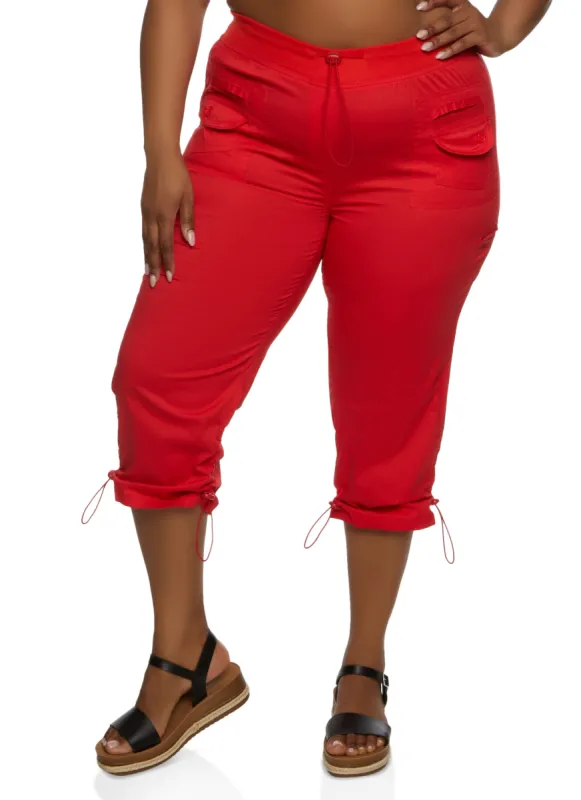 Plus Size Toggle Drawstring Capri Pants sold by Rainbow