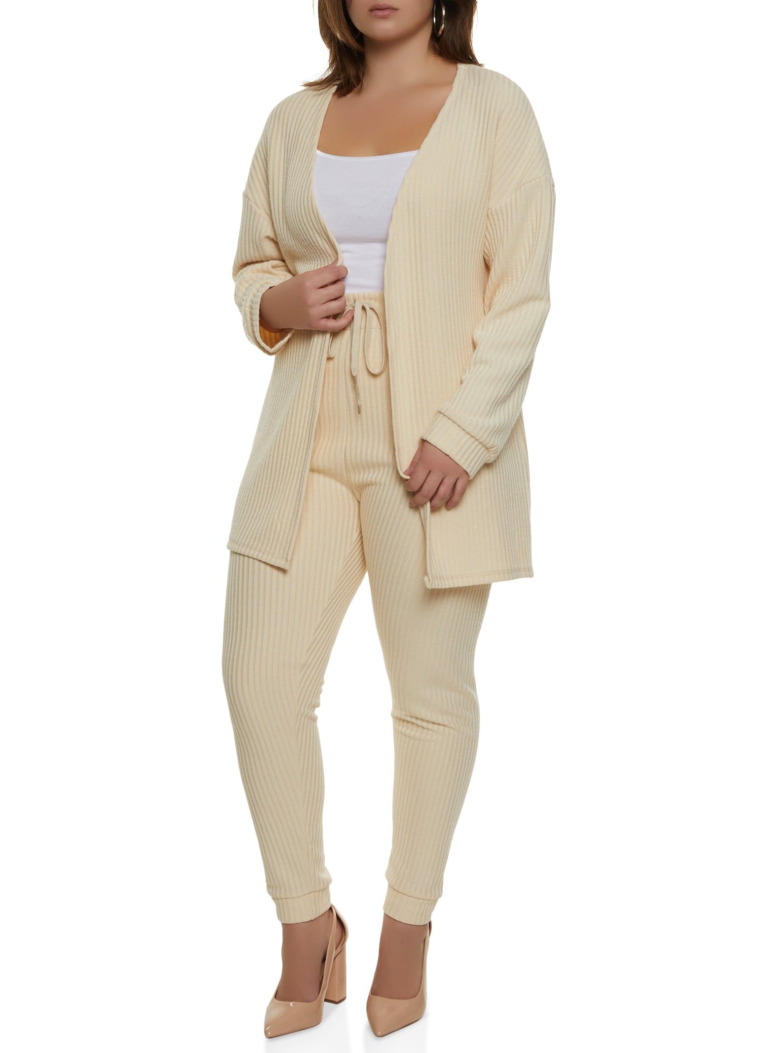 Plus Size Ribbed Open Front Cardigan sold by Rainbow product image thumbnail 2