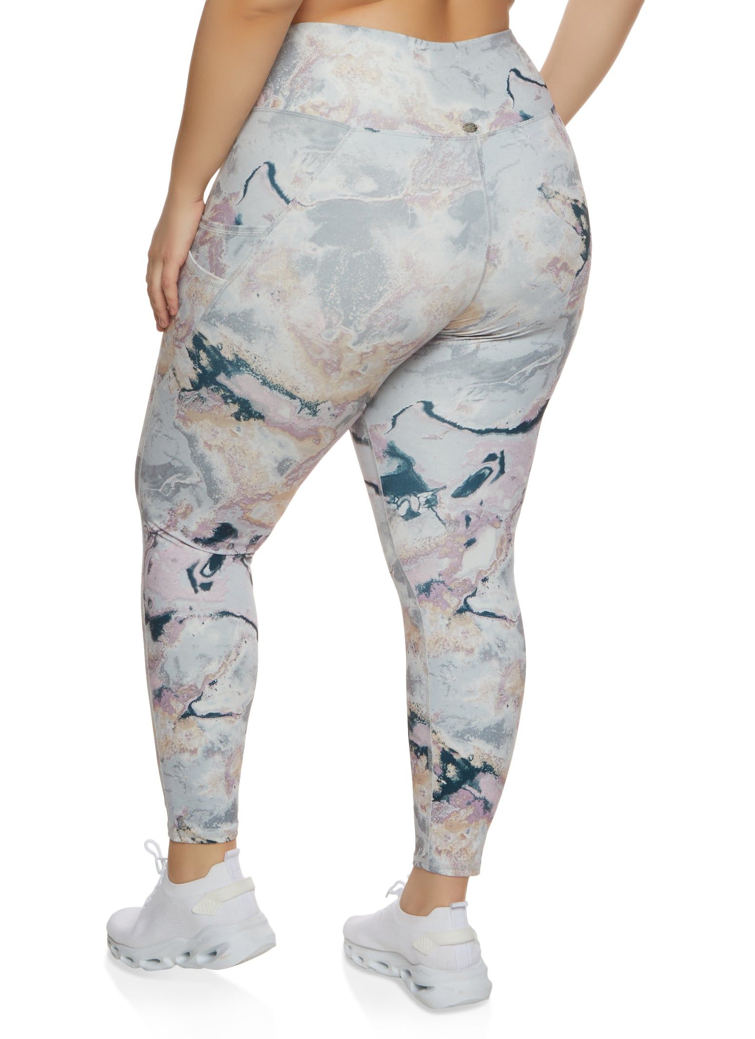 Plus Size Marble Print High Waist Cell Phone Pocket Leggings sold by Rainbow product image thumbnail 2