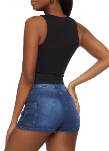 Ribbed Flower Cut Out Cropped Tank Top sold by Rainbow