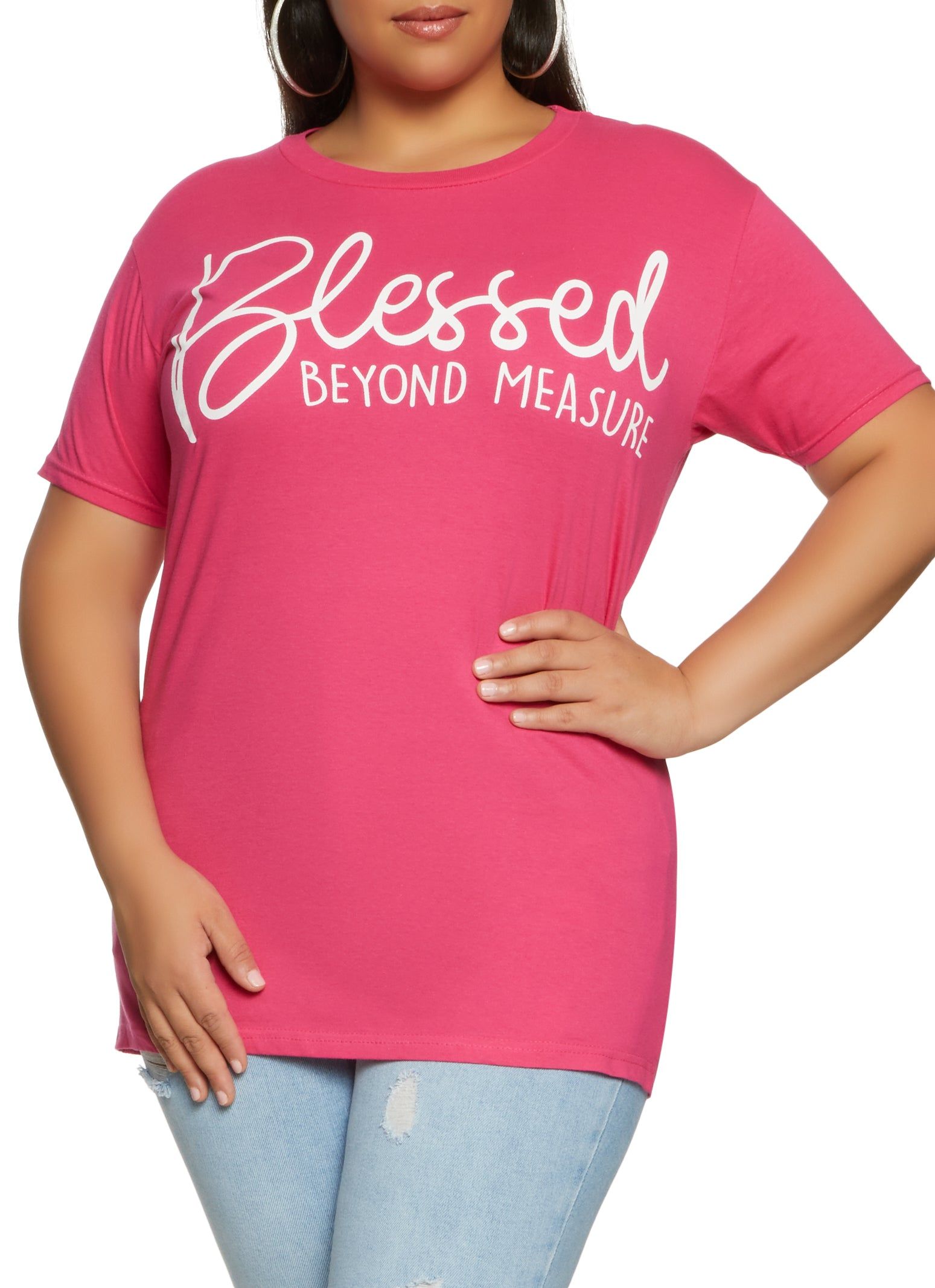Plus Size Blessed Beyond Measure Graphic Tee sold by Rainbow