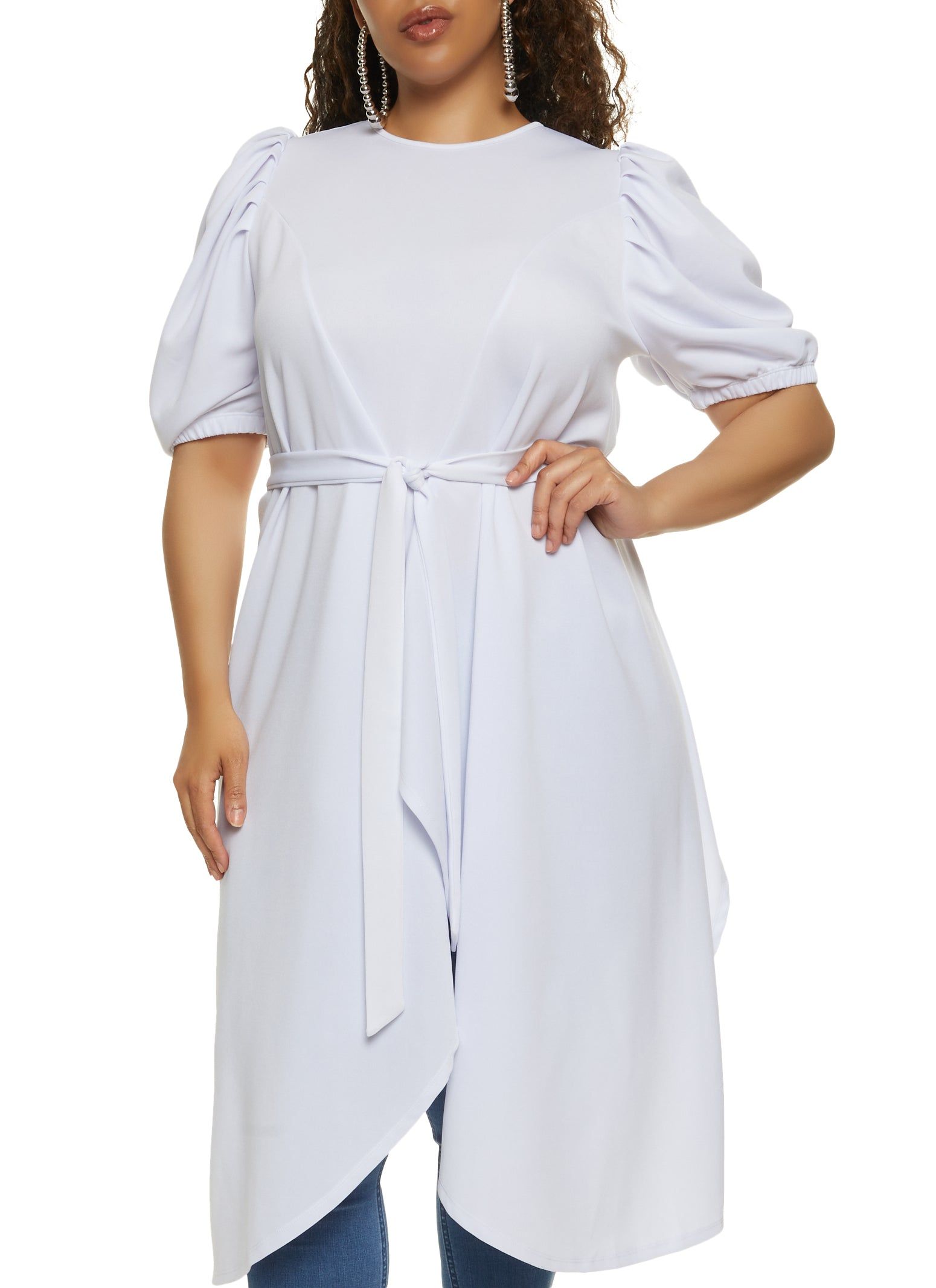 Plus Size Scuba Puff Sleeve Maxi Top sold by Rainbow