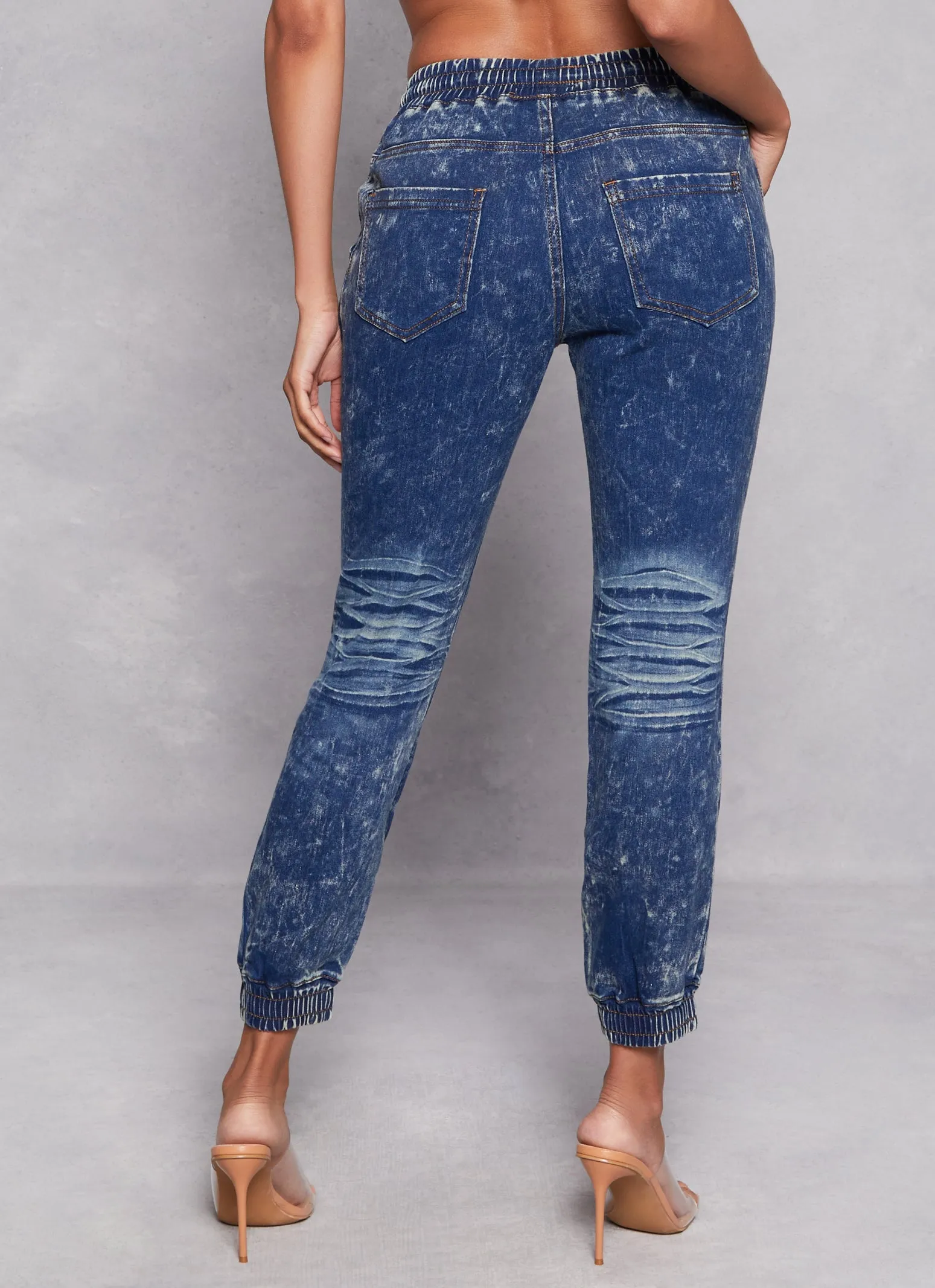 Denim Distressed Drawstring Joggers sold by Rainbow product image thumbnail 3