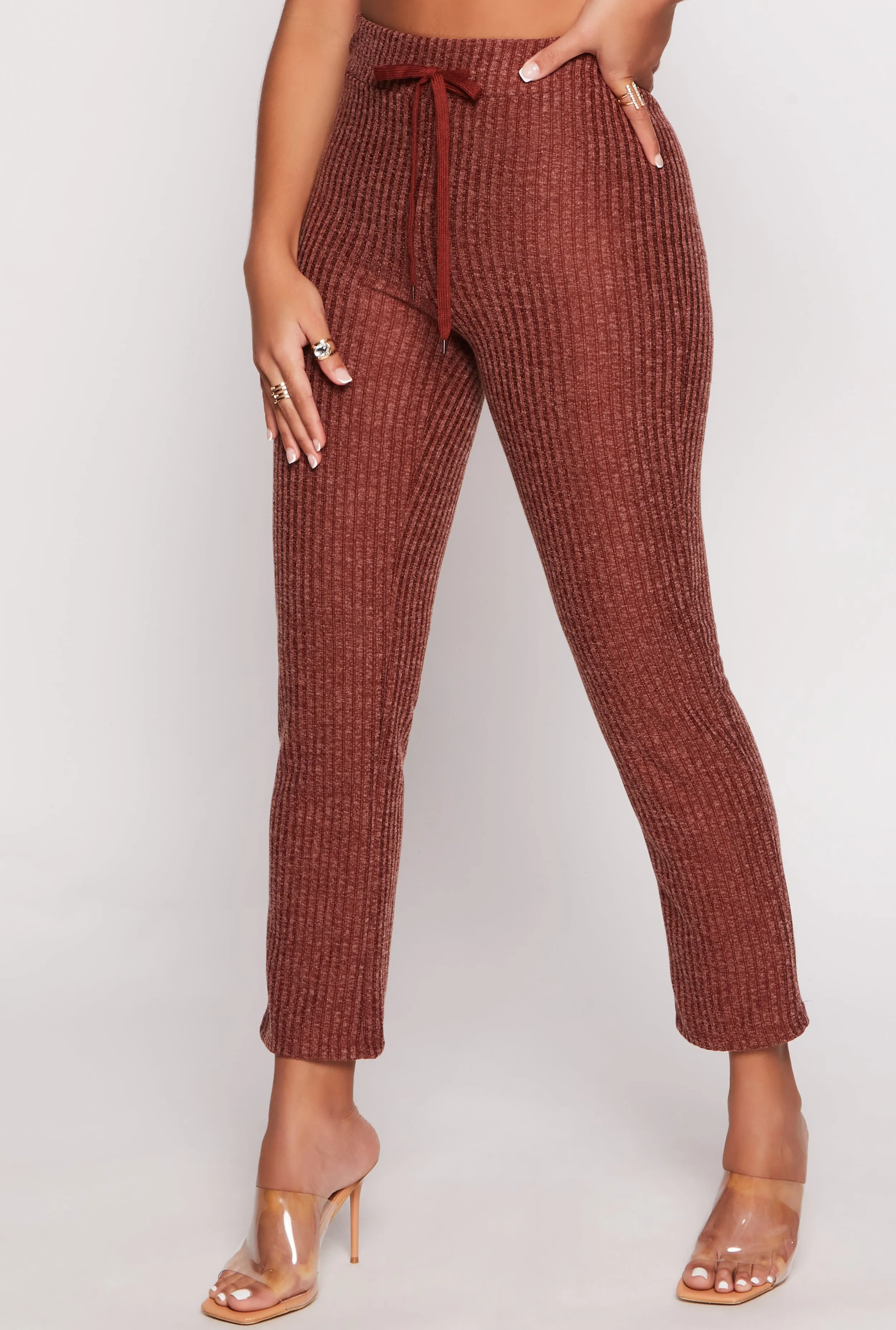 Ribbed Drawstring High Waist Straight Leg Pants sold by Rainbow product image thumbnail 2