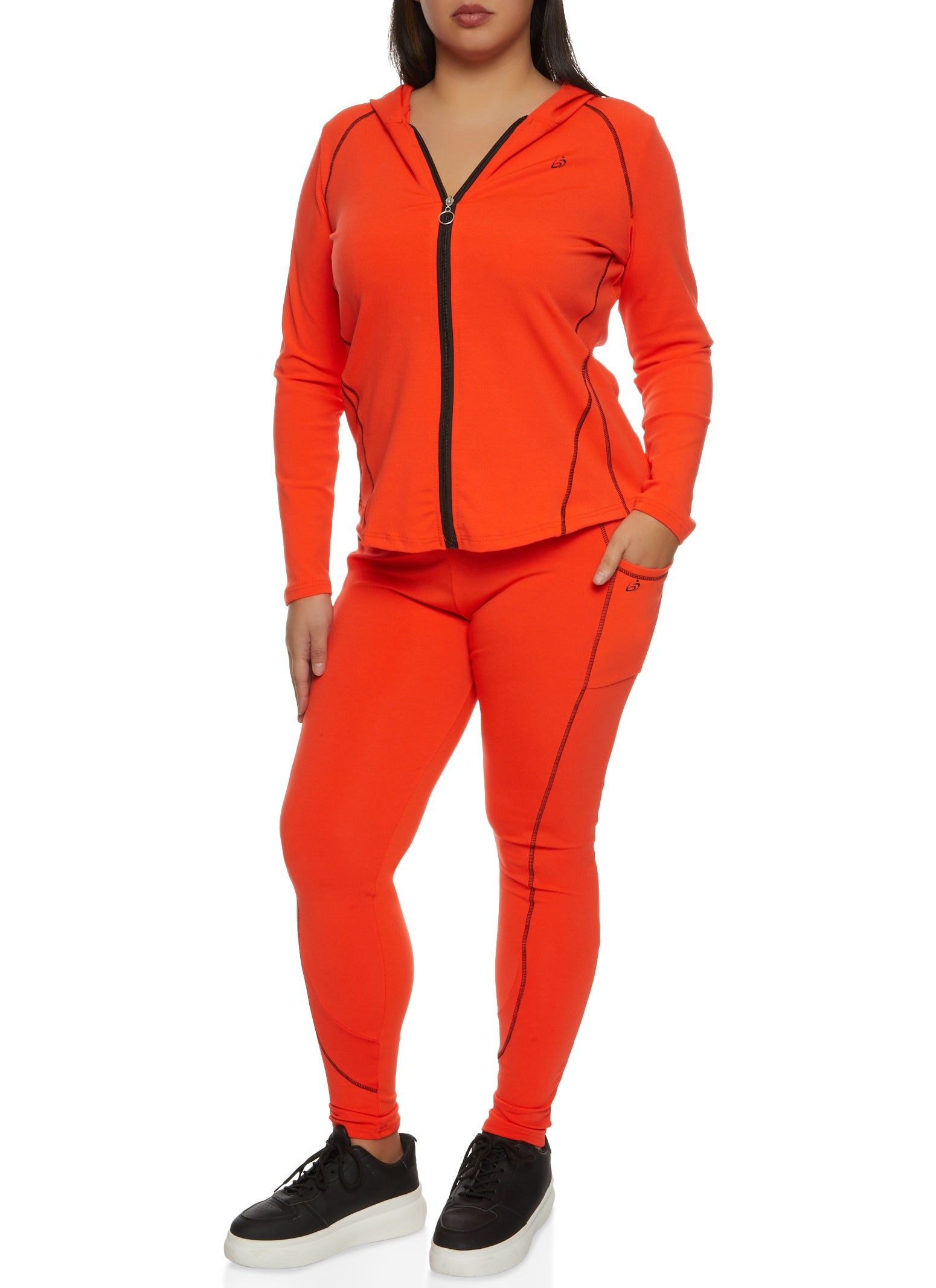 Plus Size Contrast Stitch Hooded Track Jacket sold by Rainbow product image thumbnail 2