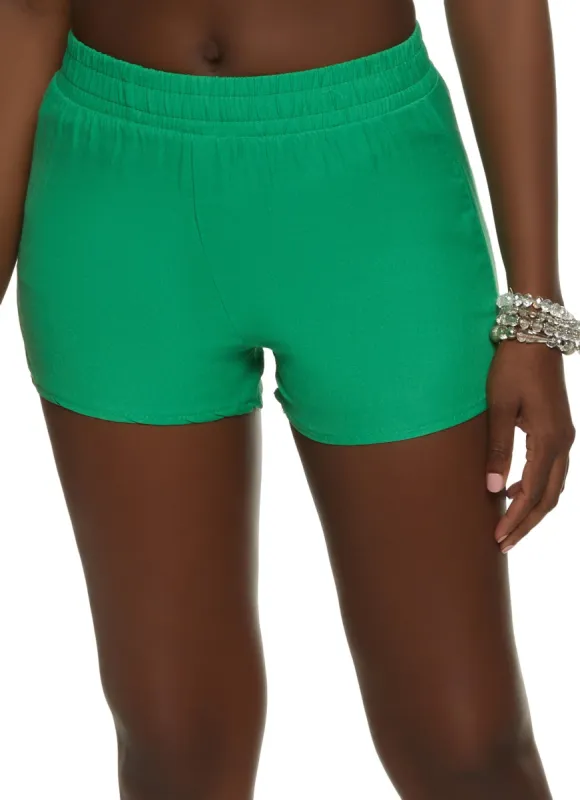 Solid Elastic Waist Shorts sold by Rainbow