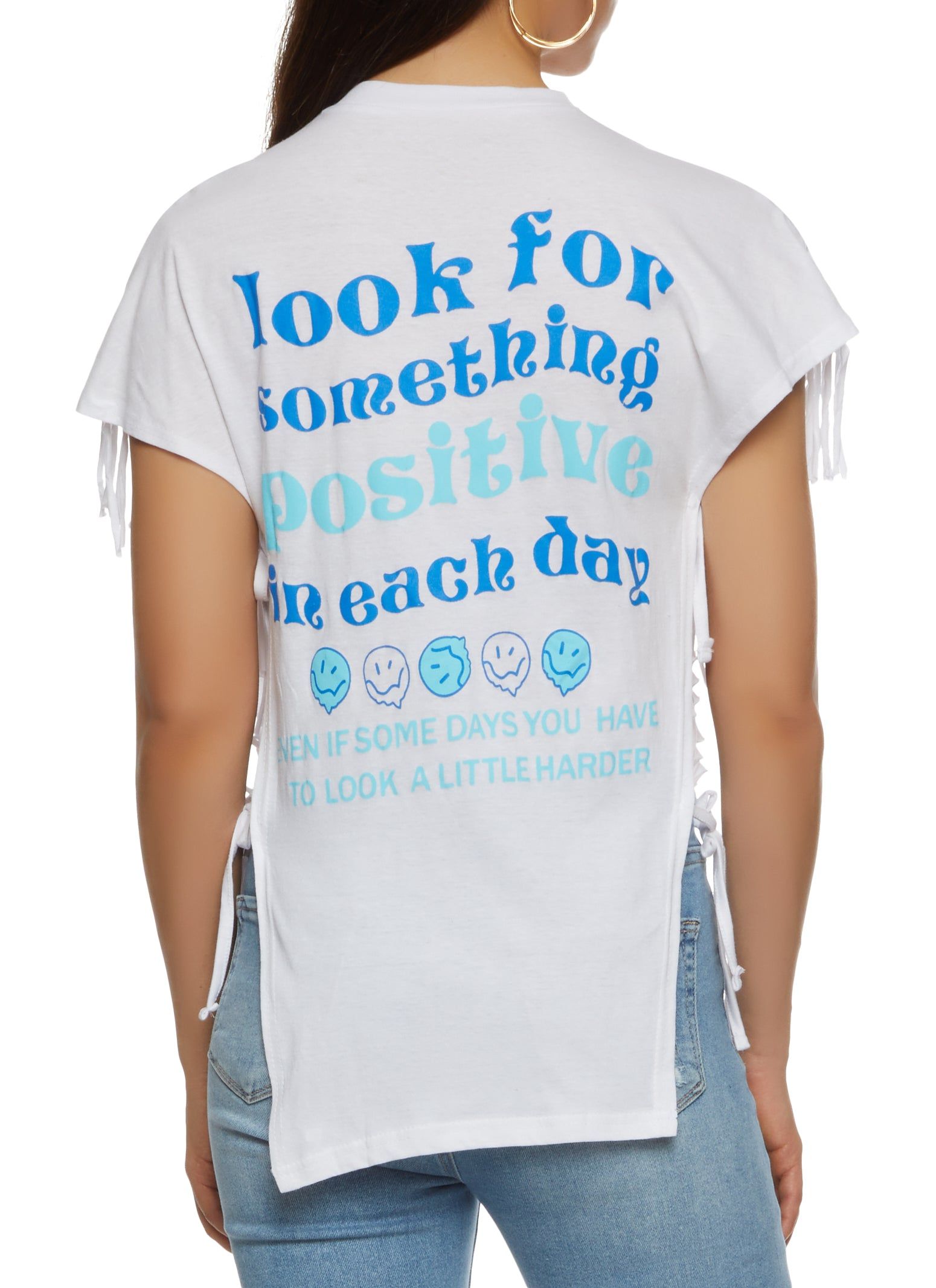 Positive Vibes Only Sequin Fringe Graphic Top sold by Rainbow product image thumbnail 2