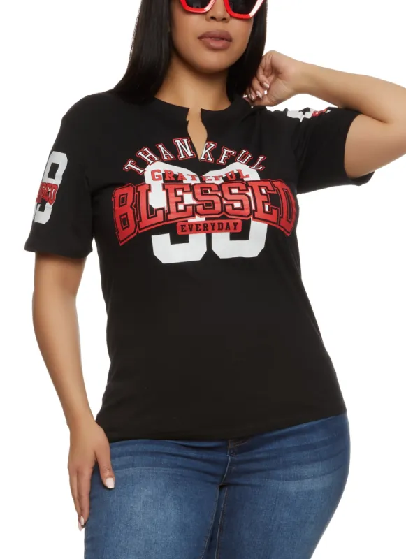 Plus Size Thankful Grateful Blessed Everyday 99 Tee sold by Rainbow