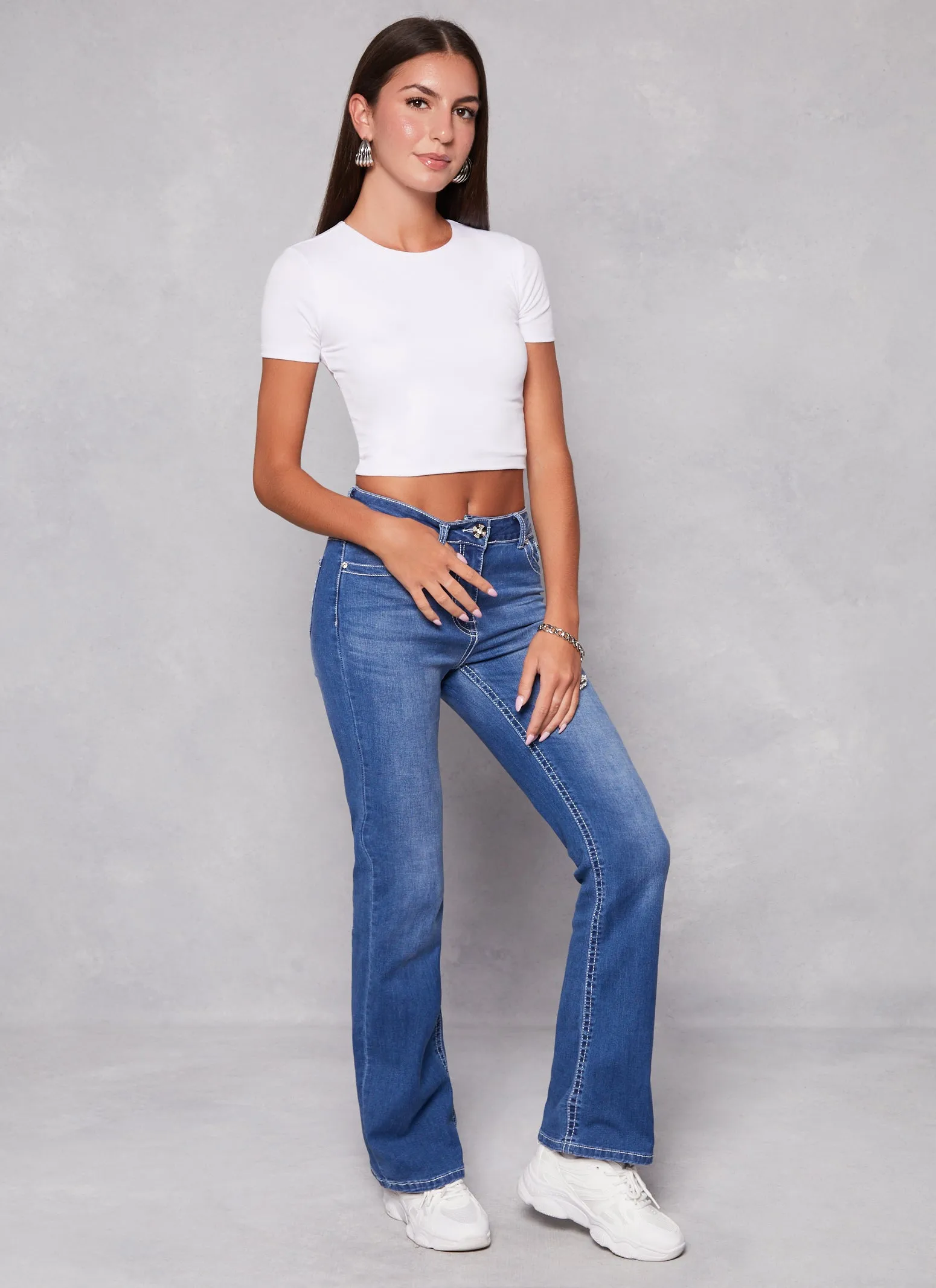 Crew Neck Basic Cropped Tee sold by Rainbow product image thumbnail 2