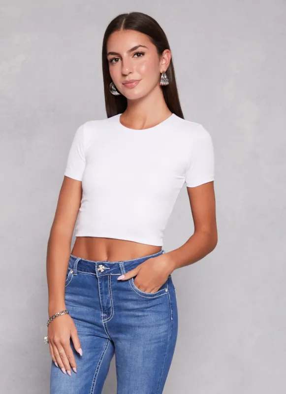 Crew Neck Basic Cropped Tee sold by Rainbow