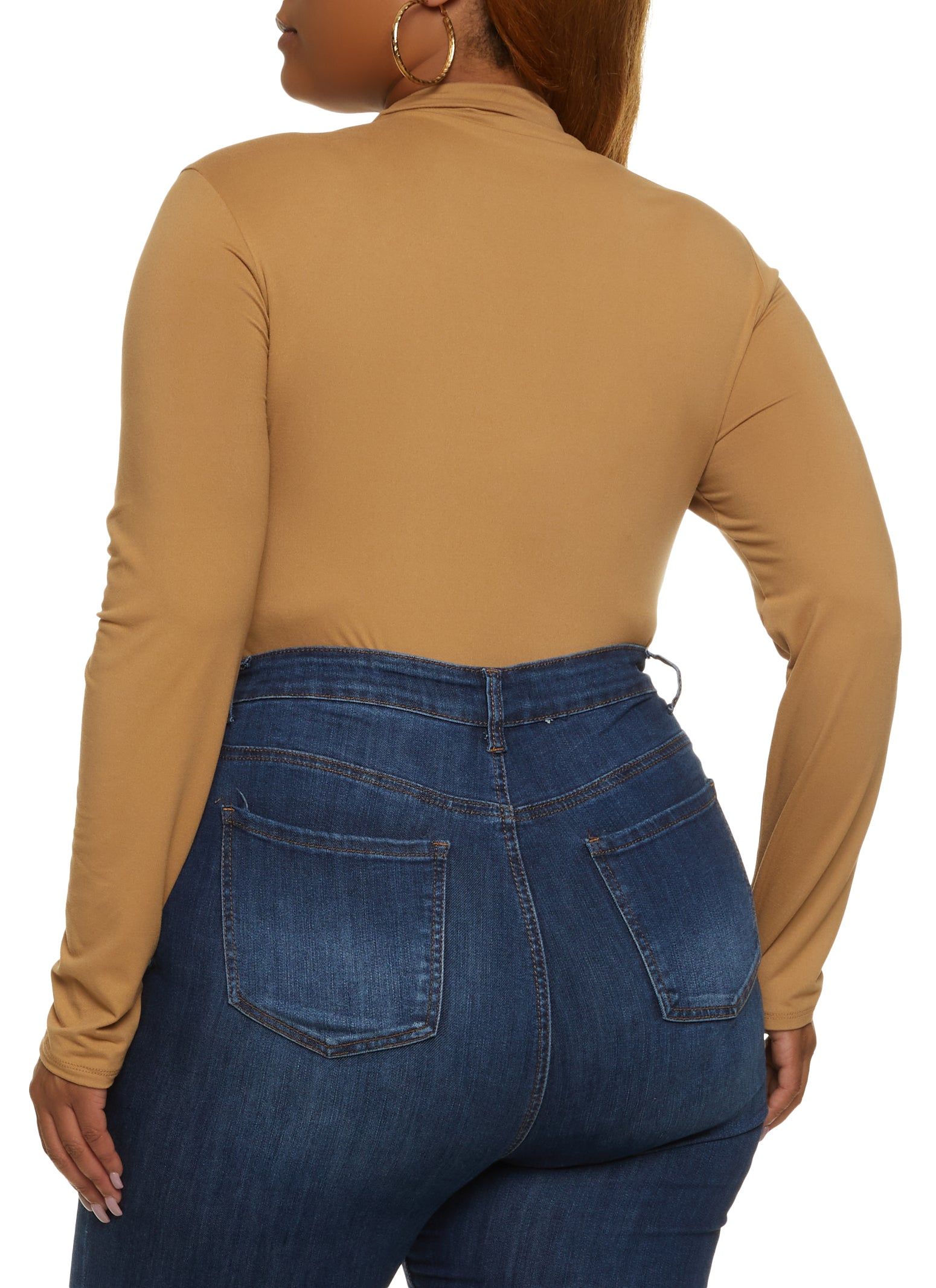 Plus Size Zip Neck Long Sleeve Bodysuit sold by Rainbow product image thumbnail 3