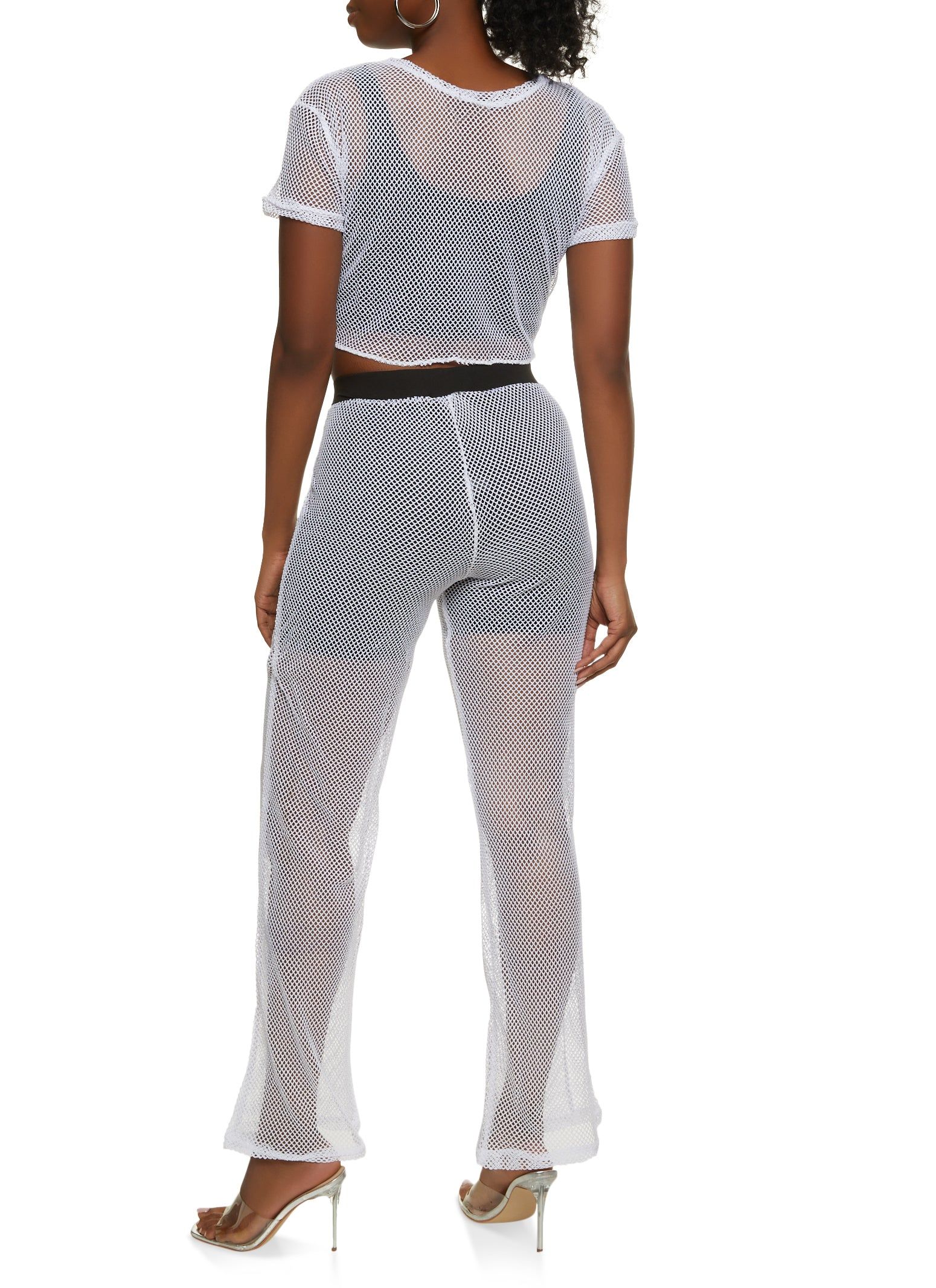 Fishnet Tie Front Crop Top and Pants Set sold by Rainbow product image thumbnail 2
