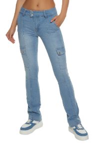 Almost Famous Low Rise Straight Leg Cargo Jeans sold by Rainbow