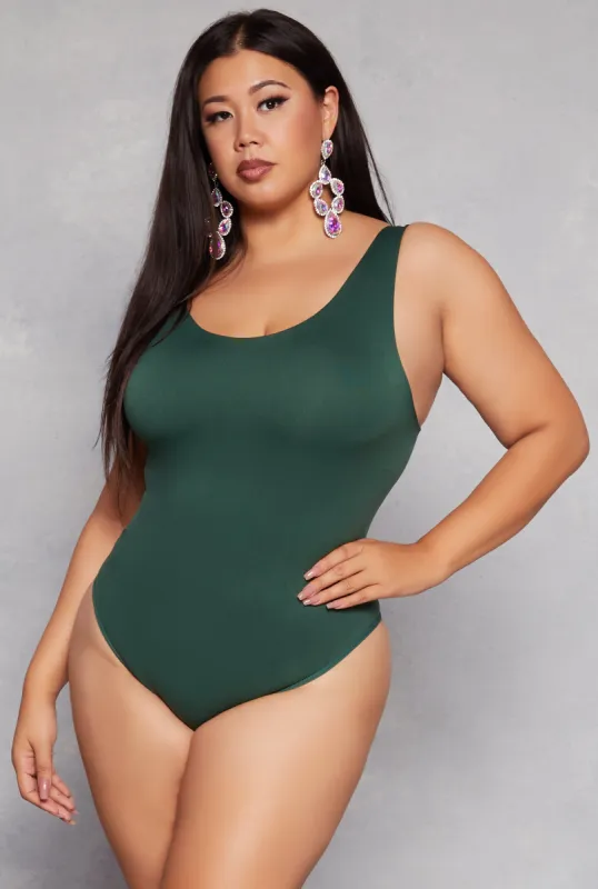 Plus Size Seamless Scoop Neck Tank Bodysuit sold by Rainbow