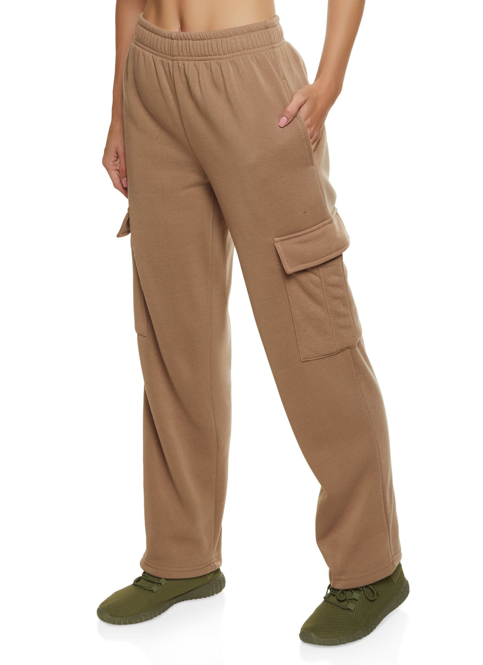 Fleece Cargo Pocket Straight Leg Sweatpants sold by Rainbow