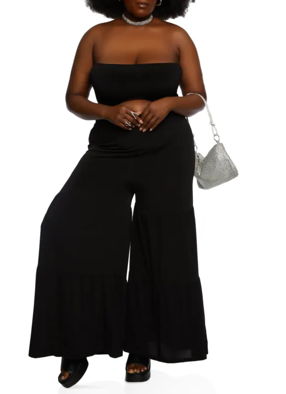 Plus Size Tiered Wide Leg Pants sold by Rainbow