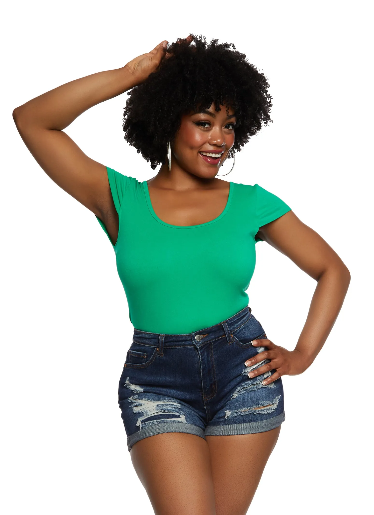 Plus Size Crew Neck Cross Back Bodysuit sold by Rainbow product image thumbnail 2