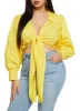 Plus Size Balloon Sleeve Tie Front Crop Top sold by Rainbow