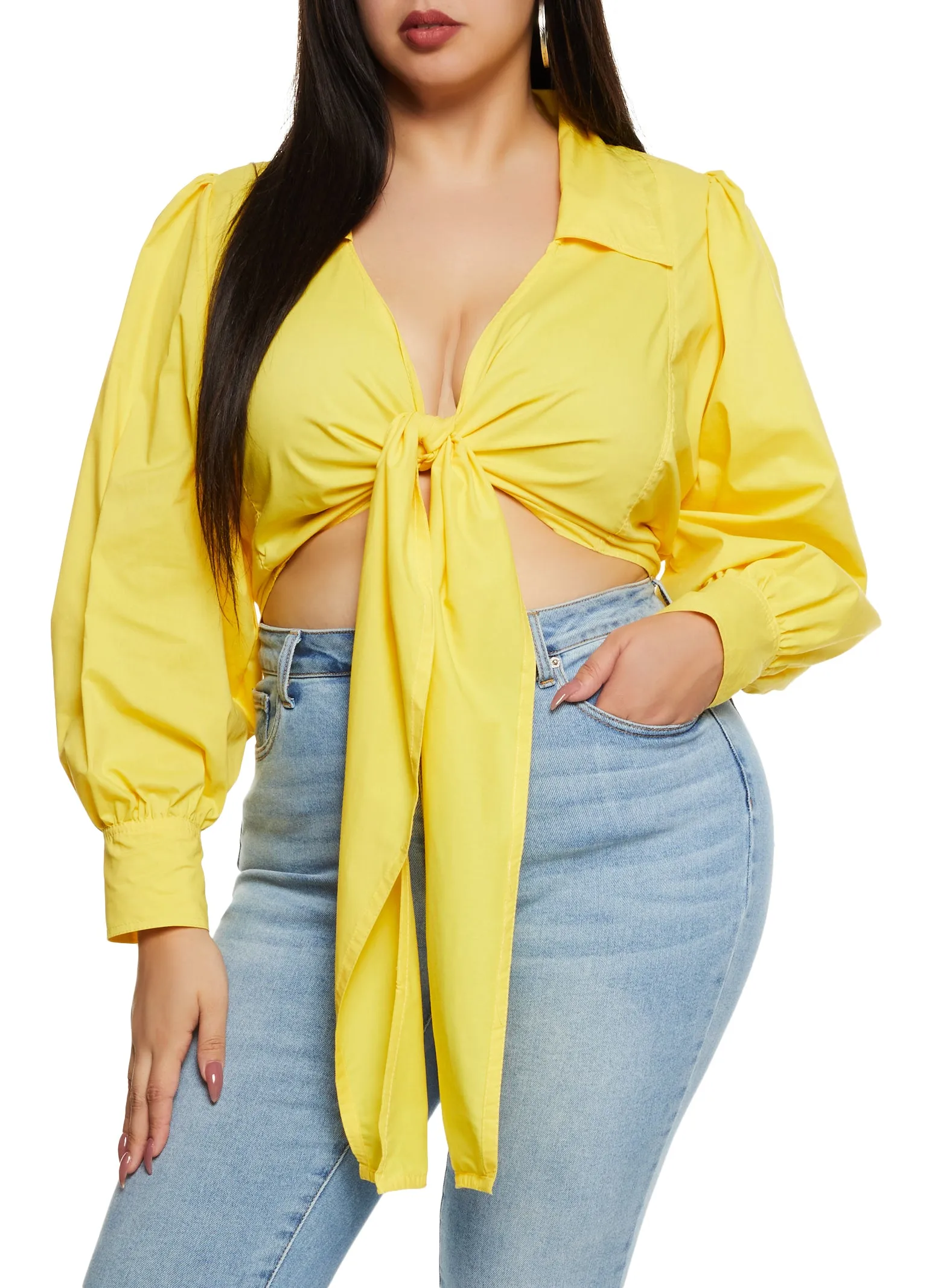 Plus Size Tie Back Wrapped Crop Top sold by Rainbow product image thumbnail 2