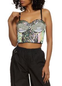 Gem Rhinestone Faux Pearl Studded Bustier Top sold by Rainbow