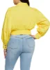 Plus Size Balloon Sleeve Tie Front Crop Top sold by Rainbow