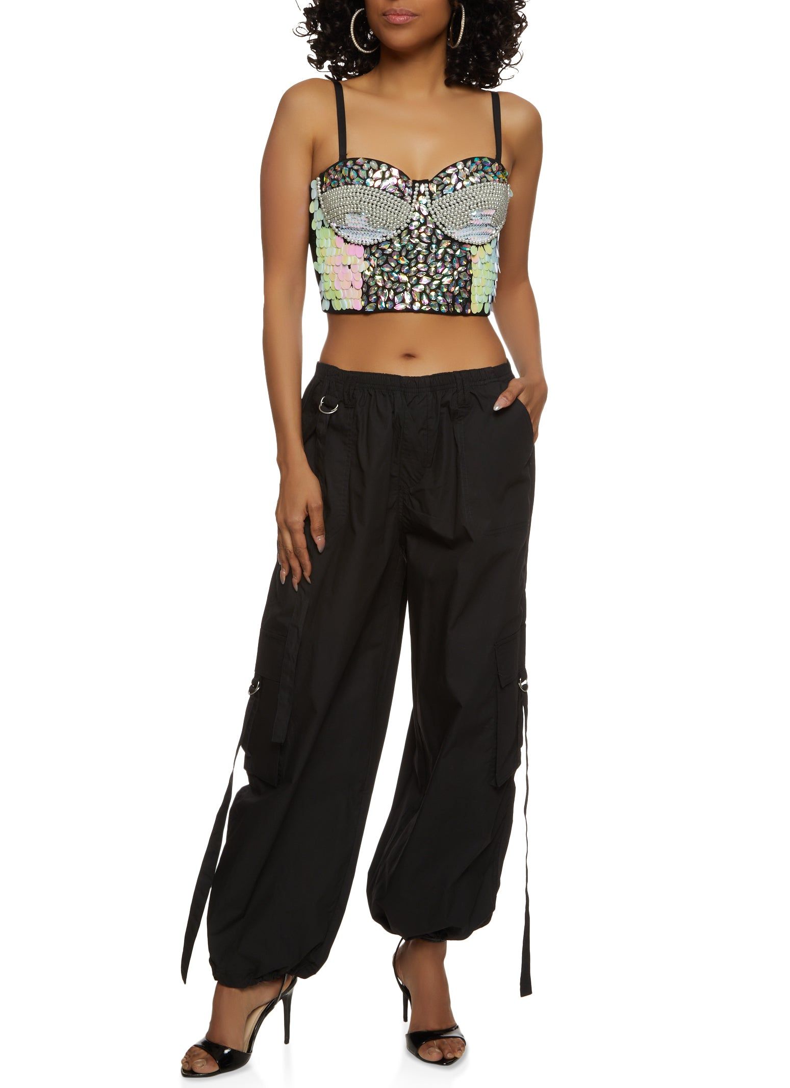 Gem Rhinestone Faux Pearl Studded Bustier Top sold by Rainbow product image thumbnail 2