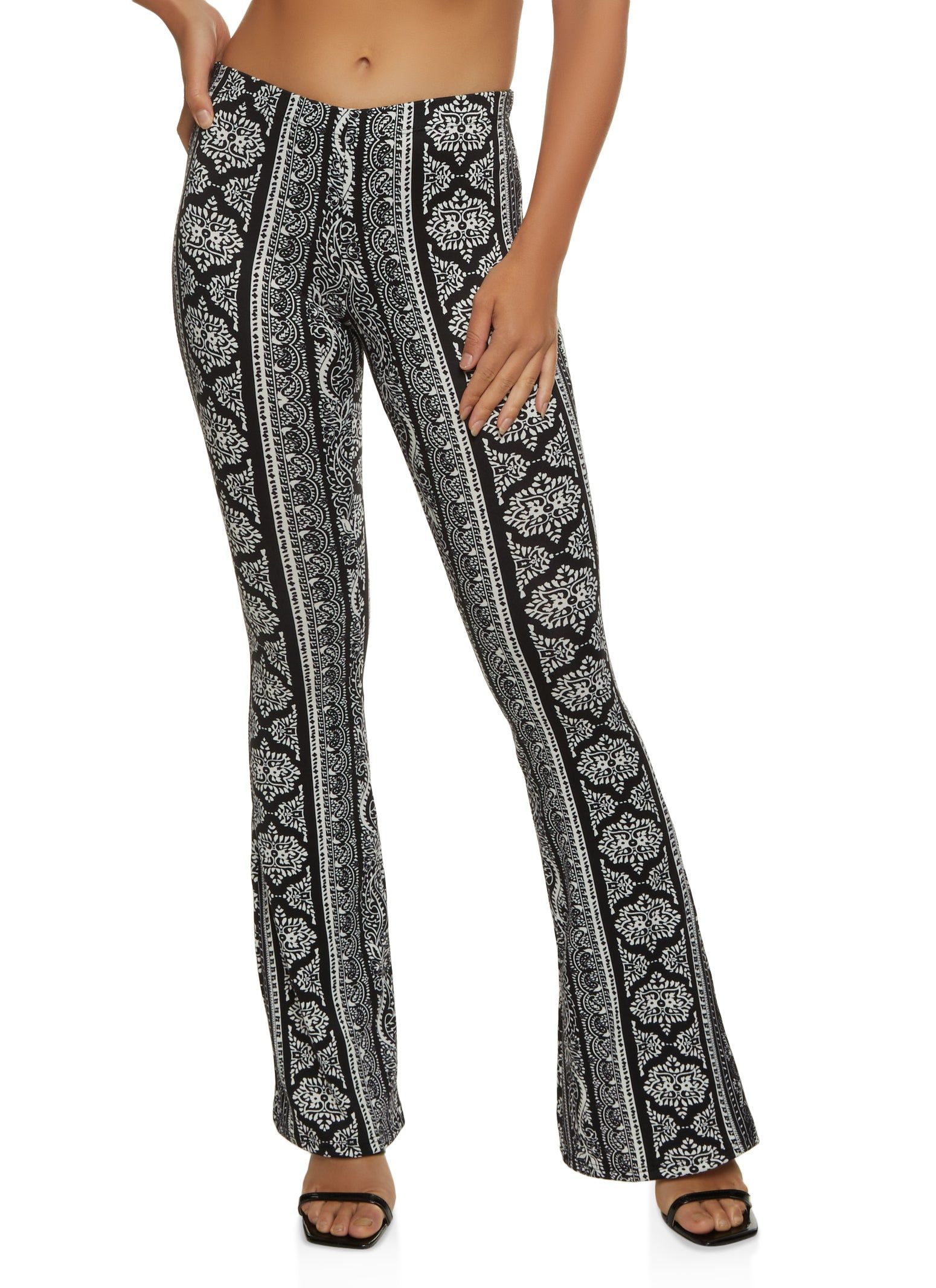 Border Print Boho Flare Pants sold by Rainbow