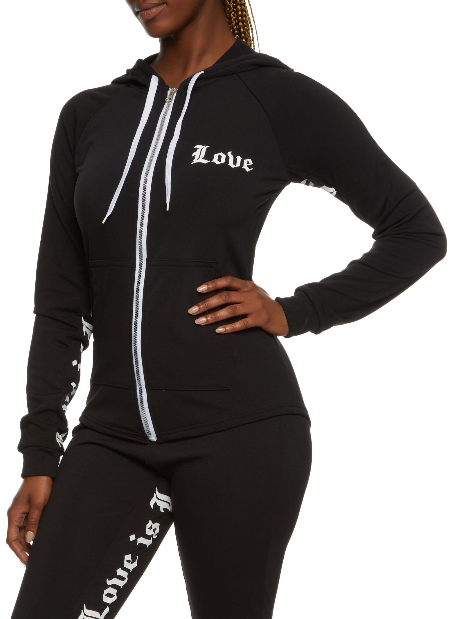 Love Graphic Zip Front Hoodie sold by Rainbow