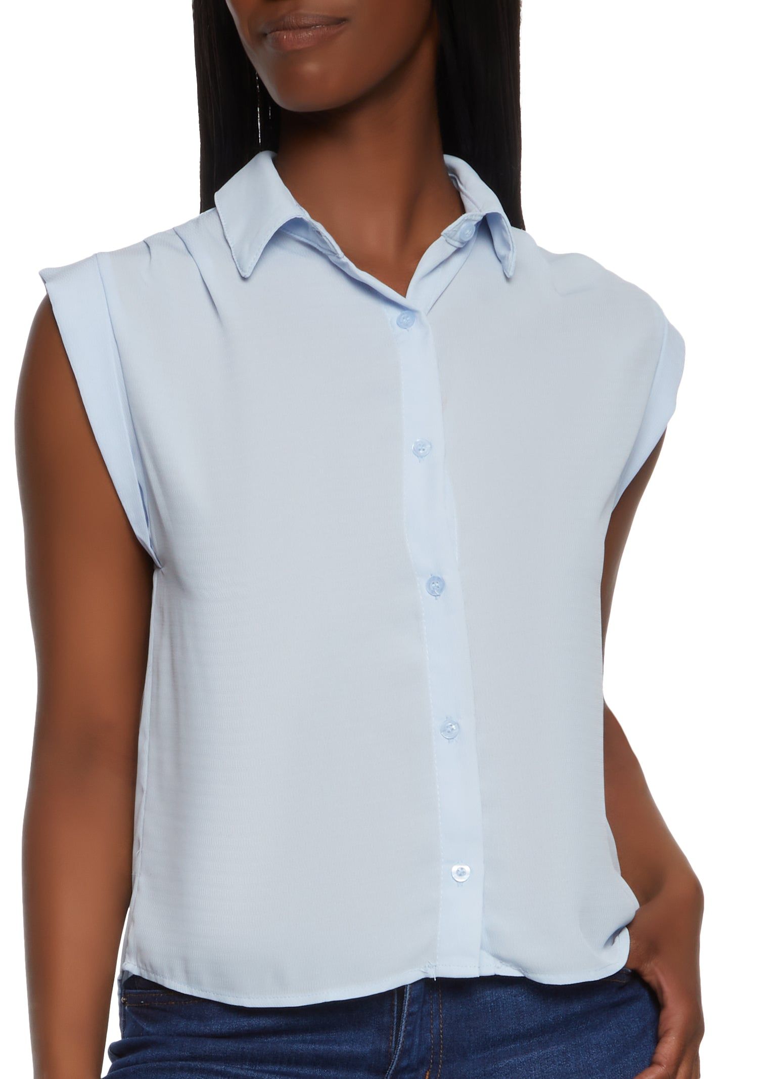 Sleeveless Button Front Shirt sold by Rainbow