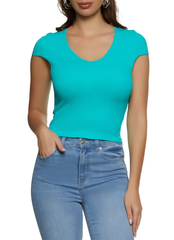 Seamless Ribbed V Neck Top sold by Rainbow