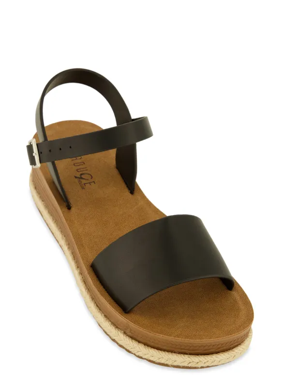 Espadrille Trim Ankle Strap Wedge Sandals sold by Rainbow