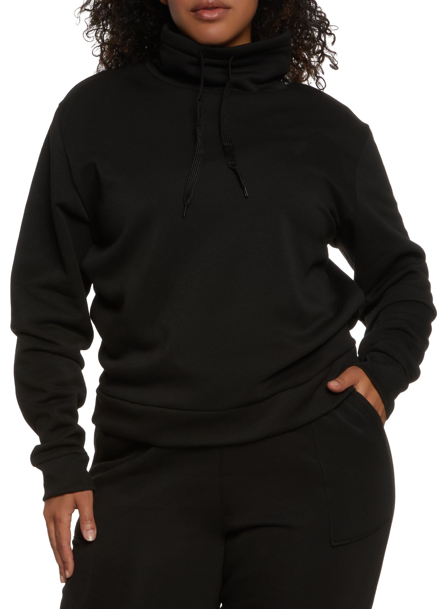 Plus Size Fleece Funnel Neck Sweatshirt sold by Rainbow