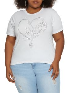 Plus Size Rhinestone Blessed Graphic Tee sold by Rainbow