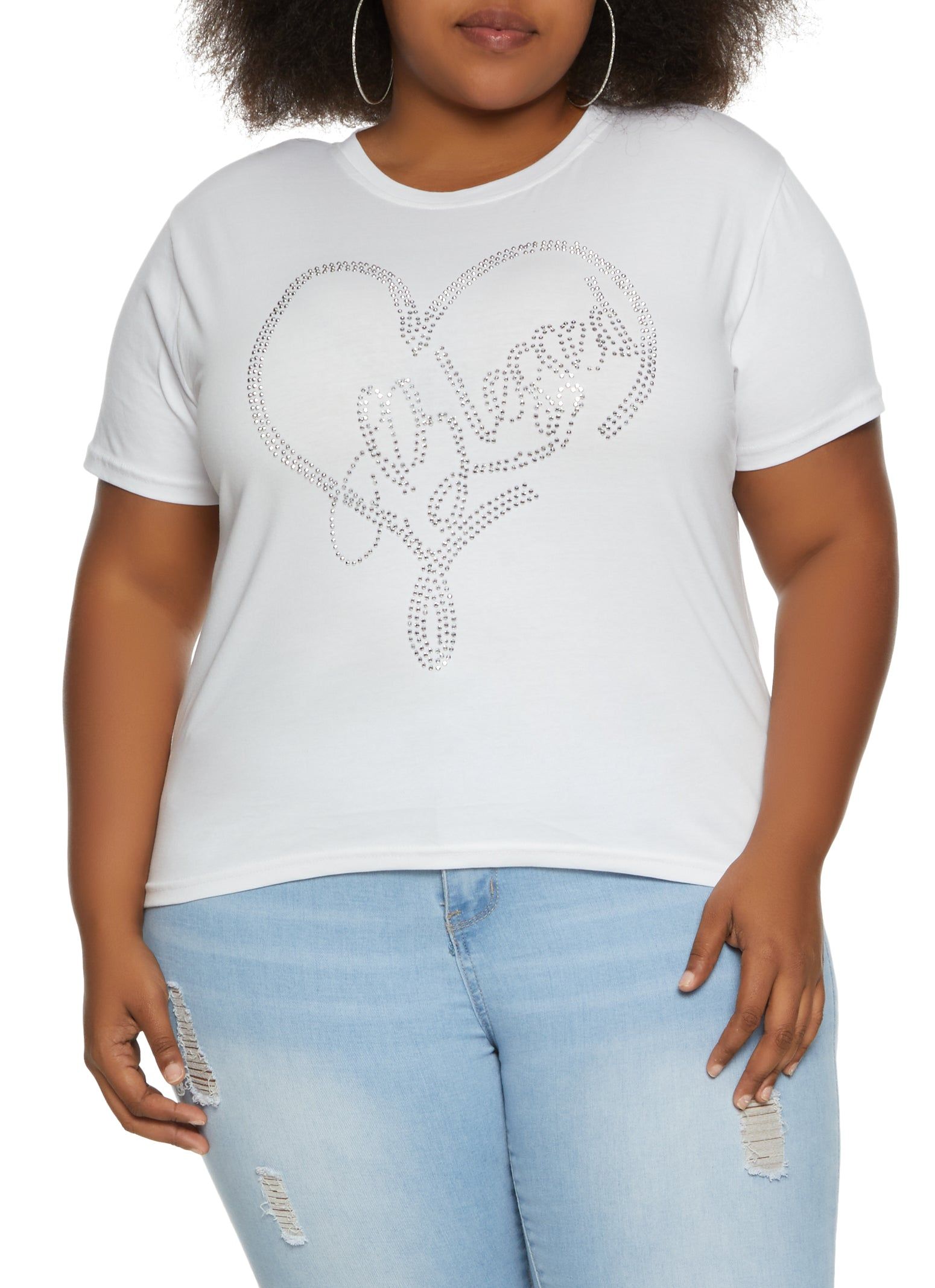 Plus Size Rhinestone Blessed Graphic Tee sold by Rainbow